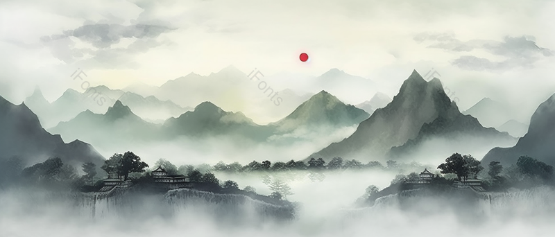 新中式黑白山脉水墨画,插画/手绘图,插画/手绘图库,插画/手绘图下载,插画/手绘